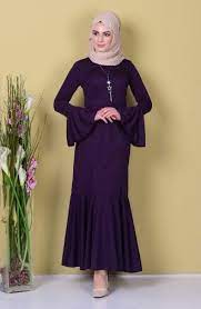 Sefamerve Kolyeli Ispanyol Kol Elbise 6061a 02 Mor Elbise Modelleri Islami Moda Elbise