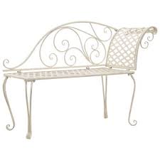 They're designed to be laid upon with the armrest working as support or headrest for when you fancy stretching out. Vidaxl Garden Chaise Lounge 50 4 Metal Antique White Vidaxl Com