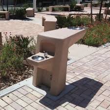 Cylindrical pedestal steel drinking fountain. Outdoor Drinking Fountain Concrete For Handicapped Tf7071 Wausau Made Outdoor Drinking Fountain Drinking Fountain Fountains Outdoor