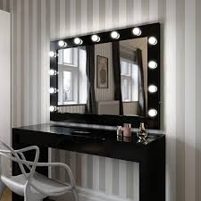 Nl makeup mirror with led mirrors standing mirror touch screen vanity mirror backlit adjustable light desk cosmetic mirrors. Hollywood Mirror In Black Gloss Makeup Mirror With Lights Dressing Table Mirror With Lights V Black Makeup Vanity Black Dressing Tables Diy Vanity Mirror