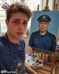 Bu çocuk rahmetli babasının portresini çizdi ama kimse ona destek vermedi!  Allah rahmet eylesin çok güzel olmuş ellerine sağlık🩷