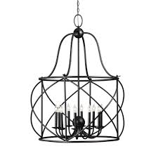 Sea Gull Lighting Turbinio 37 In W X 46 75 In H 10 Light Textured Black Hall Foyer Extra Large Rustic Cage Metal Indoor Pendant 5116410 839 The Home Depot