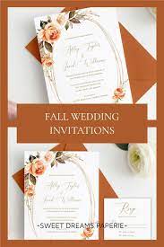 Fall Wedding Invitation Template Burnt Orange Floral Wedding Etsy In 2021 Fall Wedding Invitations Wedding Invitations Floral Wedding Invitations