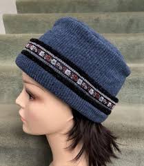CORDUROY SKI ALPINE Hat Fleece Double Layer Pillbox With Berber Band and  Jacquard Ribbon Adult Size Medium Only