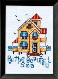 Each color is on a separate page that only shows a symbol where beautiful halo sunset ocean landscape cross stitch pattern. Beach Ocean