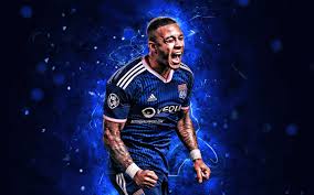 Collection of memphis depay football wallpapers along with short information about him and his career. Download Wallpapers Memphis Depay Goal Olympique Lyon Fc Ligue 1 Forward Blue Uniform Depay Dutch Footballers Neon Lights Soccer For Desktop With Resolution 2880x1800 High Quality Hd Pictures Wallpapers