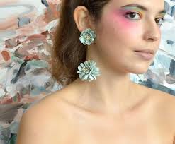 Pastel Green Daisy Ball Earring