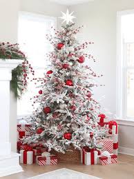 18 Simple Christmas Tree Decoration Ideas White Flocked Christmas Tree Christmas Tree Inspiration Red Christmas Decor