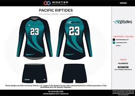 Black And Yellow Jersey Design Volleyball Pacific Riptides Black Water Blue White Volleyball Uniforms Jerseys Shorts Volleyball Outfits Volleyball Uniforms Volleyball Designs