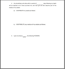 Above do not survive me by 30 (thirty) days, the property bequeathed to such a person shall become part of the remainder of my estate. The Free Will Kit Why They Are Not Such A Great Idea