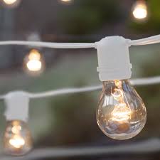 Patio Lights Commercial Clear Patio String Lights A19 Bulbs On White Wire Wintergreen Corporation