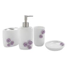 Rose gold toilet paper holders all bronze roll tissue holder bathroom accessories bm. Dream Bath Purple Rose Bath Ensemble 4 Piece Bathroom Accessories Set Luxury Bath Accessories Bath Set Soap Dispenser Toothbrush Holder Tumbler Soap Dish Buy Online In Cayman Islands At Cayman Desertcart Com Productid 14292571