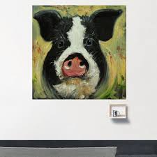 Faicai Art Funny Pig Oil Paintings On Canvas Abstract Hand Painted Animal Paintings Modern Canvas Wa Modern Wall Art Canvas Animal Wall Art Hand Painted Canvas