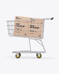 Download Shopping Cart W Kraft Boxes Mockup In Packaging Mockups On Yellow Images Object Mockups Yellowimages Mockups