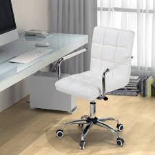White Executive Desk Chair W Arms 360 Swivel Wheels Perfect Feminine Touch To Your Home Office