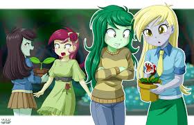 2225876 Safe Artist Uotapo Derpy Hooves Roseluck Sprout Greenhoof Wallflower Blush Equestria Girls Anima Derpy Hooves Equestria Girls Animal Crossing