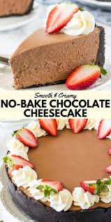 No Bake Chocolate Cheesecake With An Oreo Cookie Crust Recipe Easy Cheesecake Recipes No Bake Chocolate Cheesecake No Bake Summer Desserts