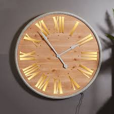 Large Wall Mounted Wooden Light Up Wall Clock Melody Maison