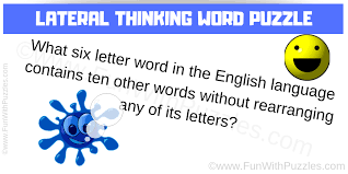Solve puzzle 6 letter word. Lateral Thinking Word Puzzle With Answer
