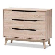 Baxton Studio Fella 6-drawer Dresser Brown Wood Bed Brown Furniture Bedroom Wood Dresser