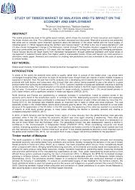 Ministry of human resources human resources policy division. Pdf Study Of Timber Market Of Malaysia And Its Impact On The Economy And Employment