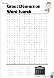 Distribute a copy of the great depression: Great Depression Word Search Monster Word Search