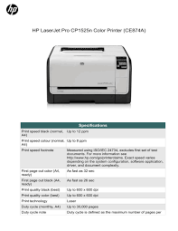 Read honest and unbiased product reviews from our users. Hp Laserjet Pro Cp1525n Color Printer Ce874a Manualzz