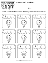 summer math worksheet for kindergarten free printable