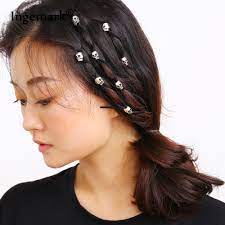 Flowers embellished headband black and black diamond original design materials : Ingemark 5pcs Punk Metal Silver Skull Hairband Vintage Flower Pattern Hair Accessories Black Elastic Rope Hair Jewelry For Women Buy At The Price Of 1 62 In Aliexpress Com Imall Com