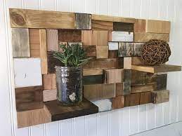 Reclaimed Wood Wall Art With Shelves Wood Display Shelf Wood Etsy Reclaimed Wood Wall Art Reclaimed Wood Wall Wall Shelf Decor