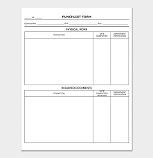 Résultat de recherche d'images pour "punch list template"