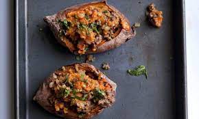 Nigel Slater S Lamb Stuffed Sweet Potato Recipe Food Sweet Potato Recipes Sweet Potato Recipes Healthy Lamb Recipes