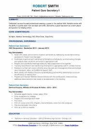 Patient Care Secretary Resume Samples Qwikresume