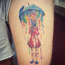 Undoubtedly this style is one of the most spectacular. Watercolour Girl Under Umbrella Tattoo Umbrella Tattoo Watercolor Girl Tattoos