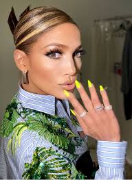 Jlo Neon Yellow Nail Polish In 2020 Jlo Hair Trends Jlo Hair