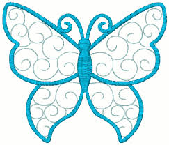 Butterfly free machine embroidery design. Outline Butterfly Embroidery Design