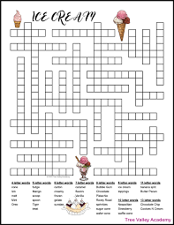 Find six hidden words from the given picture below : Ice Cream Fill In Puzzle Tree Valley Academy