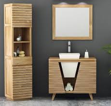 Meuble Salle De Bain En Teck Oceane L90 Cm 2 Portes 1 Vasque Meuble Salle De Bain Idee Salle De Bain Amenagement Salle D Eau