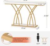 Tribesigns Table console dorée de 140 cm, table d'entrée moderne en faux  marbre derrière le canapé, table de couloir étroite longue avec pieds ...