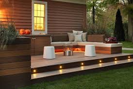 Revetement Terrasse En 40 Idees Originales Pour Votre Espace Outdoor Patio Contemporain Eclairage Terrasse Patio En Bois