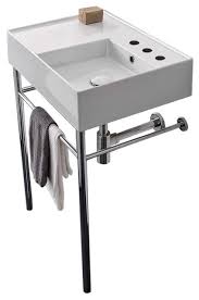 Get free shipping on qualified console sink basin console sinks or buy online pick up in store today in the bath department. 24 Ceramic Console Sink And Polished Chrome Stand Contemporary Bathroom Vanities And Sink Consoles By Thebathoutlet Houzz