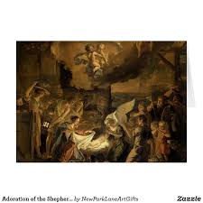 Saint Anthony Abbot Tempted By A Heap Of Gold Adoration Of The Shepherds Fine Art Christmas Holiday Card Zazzle Com Renaissance Paintings Temptation Of St Anthony Fine Art