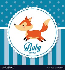 Baby Shower Card Invitation Cute Fox Decoration Vector Image