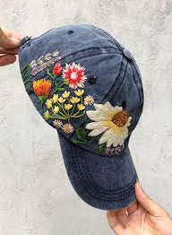 Hand Embroidered Hat Embroidered Flower Hat Embroidery Hat Etsy In 2021 Hat Embroidery Hand Embroidered Hat Flower Hats