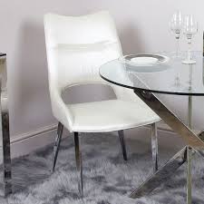 Aurelia Deeply Padded White Faux Leather Dining Chair With Chrome Legs Picture Perfect Home Faux Leather Dining Chairs Leather Dining Chairs Dining Chairs