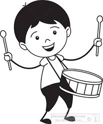 All white music note clip art are png format and transparent background. Music Black And White Outline Clipart Black White Boy Playing Drum Musical Instrument Clipart Classroom Clipart