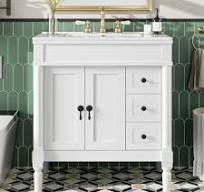 Dexmalle 30-in White Freestanding Single Sink Bathroom Vanity with White  Top and Three Drawers