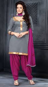 Buy punjabi salwar kameez online from latest designs collection. Classy Silver Cotton Punjabi Suit With Purple Dupatta 5h400736 Fashion Indian Dresses Online Patiala Salwar