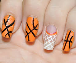 Happilyeverose Nails Makeup Beauty Mommy Basketball Nails Sports Nails Orange Nail Art