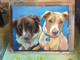 9x12 Pet Portrait Two Dogs Painted Together Dog Art Acrylic On Canvas By Mark Moad Animal Art Painting Dog Paintings